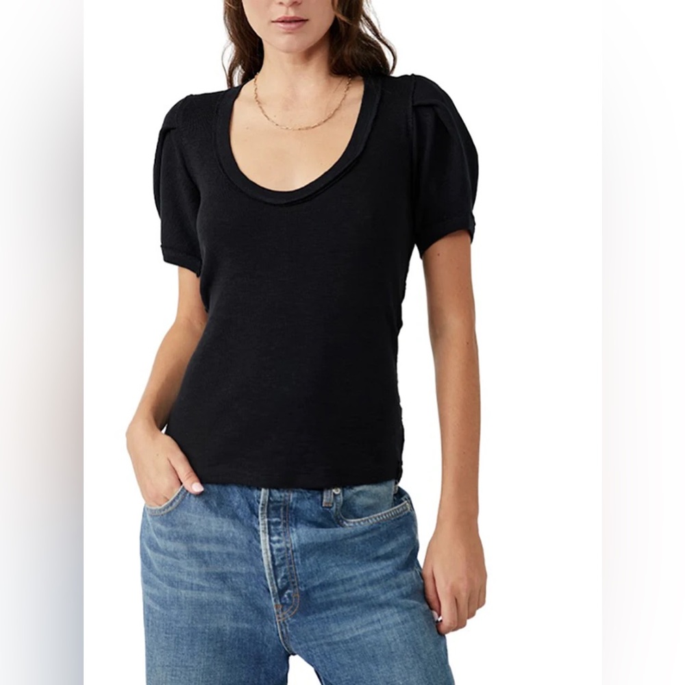 Free People Papaya Tee in Black, Size Small